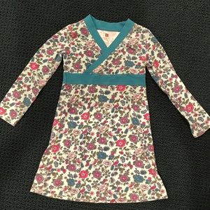 Adorable Tea Collection Floral Dress with teal trimming in size 5T